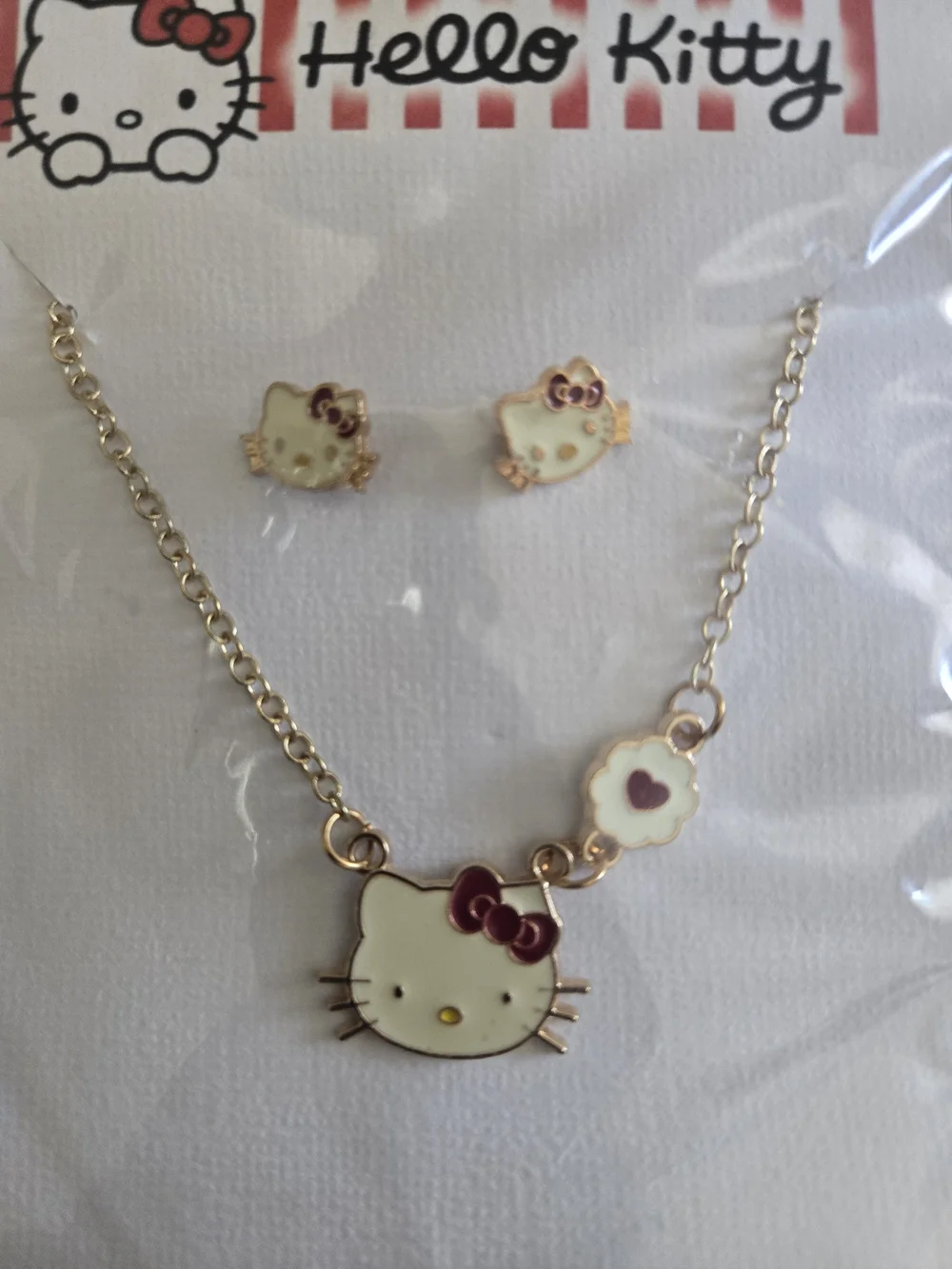 Hello Kitty Gold-Tone Necklace and Earrings Set Jewelry